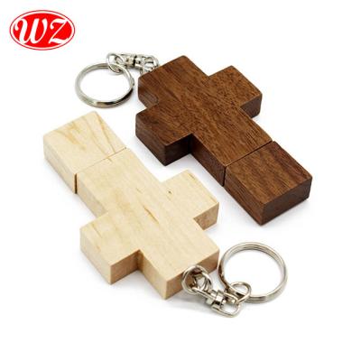 China Customized wholesale wooden usb flash drive wooden usb flash drive cross logo for sale