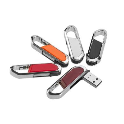 China High quality and custom high capacity metal carabiner leather USB flash drive total capacity 128mb/1/2/4/8/16/32/64/128gb for sale