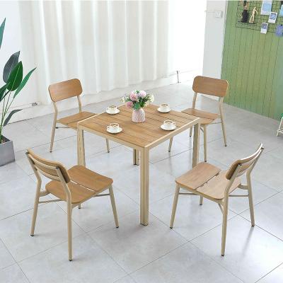 China Water Proof Plastic Synthetic Wood Armless Chair With 80 Diameter Outdoor Square Table for sale