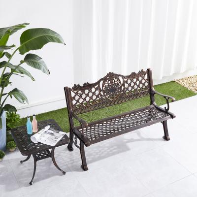 China EUROPEAN 130*63 Cast Aluminum Mesh Design Furniture Three Person Outdoor Bench for sale