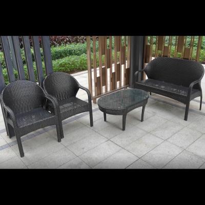 China Water Proof Single Seat Double Seat Rattan Chair Black Custom Outdoor Rattan Table Set for sale