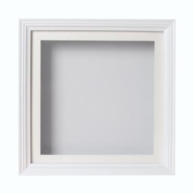 China Modern Simplicity White And Dark Green Density Solid Wood Board Box Shade Frame Photo MDF 3D Display Frame for sale