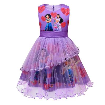 China 2022 girls encanto summer princess tutu lace print dress floral party dress anti-static cosplay kids fashion clothes for sale