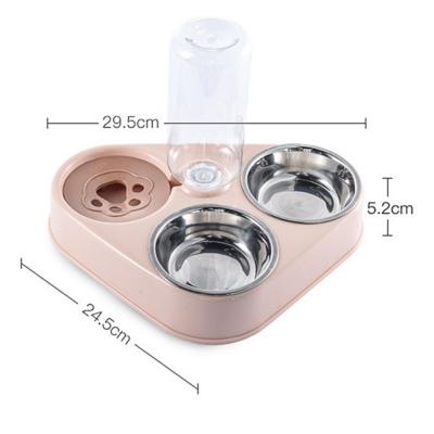 China Small 500M Dog Water Bottle Automatic Drinking Cat Food Bowl Pet Stainless Steel 3 Bowl Double Pet Bowl for sale