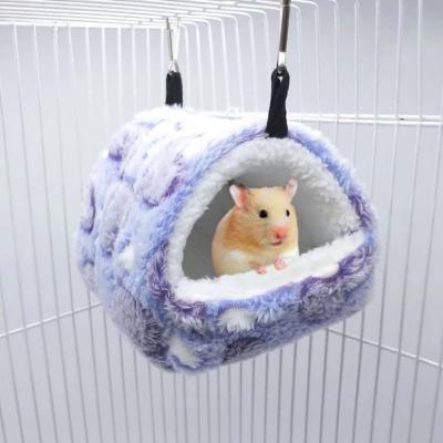 China Warm Soft Hamster Viable House Beds And Chambers Rodent Cage Printed Rats Cotton Guinea Pig Accessories Small Pet Hammock for sale