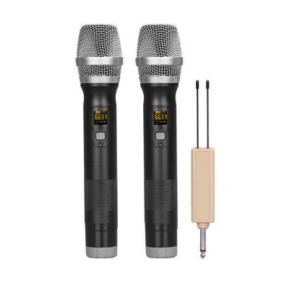 China Wholesale Universal Wireless Voice Microphone System UHF 2 Channel Home Karaoke Singing Speech Outdoor Lever Headset Microphone Audio for sale