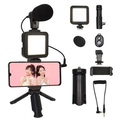 China Universal Led Headset Microphone Factory Equipment Smartphone Shotgun Vlogging Microphone To Fill Light Stand For Video Recording for sale