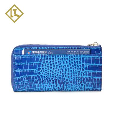 China Chinese Luxury Crocodile Pattern Purse Clutch Top Grade Large Capacity RFID Women's Slim Genuine Leather Wallet for sale