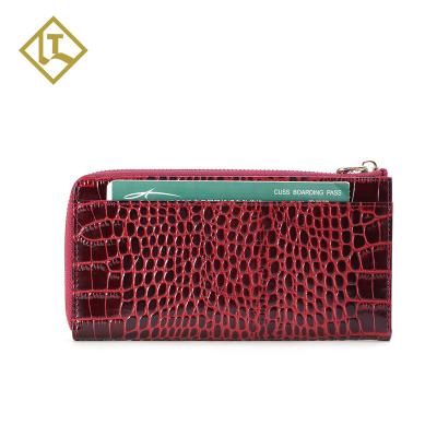 China Luxury Fashion RFID Large Capacity RFID Blocking Top Grade Credit Card Clutch Purse Lady Wallet Genuine Leather Long Women With Zipper for sale