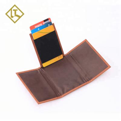 China Cheap Durable Online Promotion Purse Organizer Card Holder RFID Blocking Oil Wax Leather Men Women Smart Wallet for sale