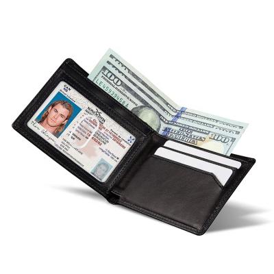 China RFID factory minimalist rfid blocking slim design bifold leather wallet for men for sale