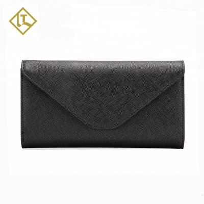 China Long Style Professional Making Supplies Custom Logo Latest Design Black Ladies Women Leather Coin Purse Clutch Long Wallet for sale