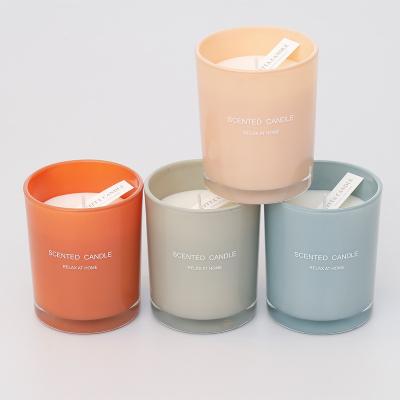 China Weddings Home OEM New Product 100% Soy Wax Scented Candle In Colored Luxury Candle Glass Jar for sale