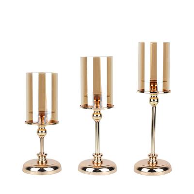 China wholesale home decoration glass-metal candle holder for wedding home decoration for sale