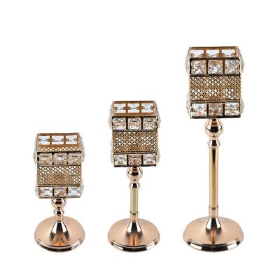 China Wholesale Home Decor Wedding Dinner Decor 3 Piece Candle Holders Adjust Glass Metal Candlestick Holder for sale