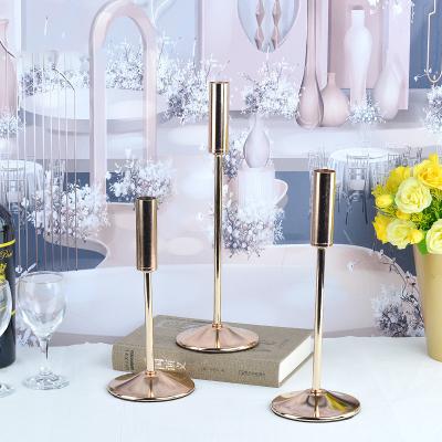 China 3PCS/SET Decoration Gold Metal Pillar Tapered Candlestick Candlestick Home Antique Wedding Stand For Home Wedding Decoration for sale