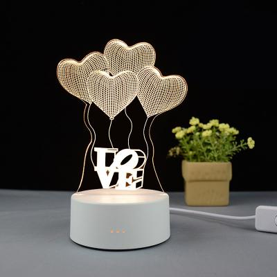 China 3D Decoration Lamp Bedroom Decorative Touch Switch 7 Colors LED Night Light Acrylic Base for sale