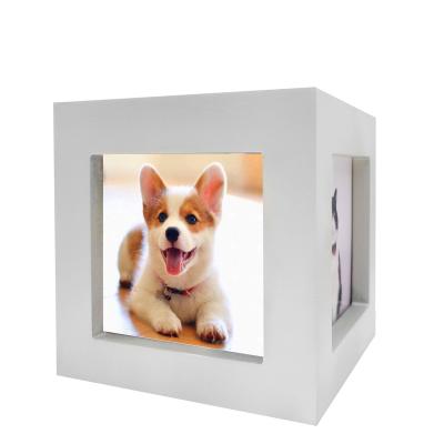 China Custom Viable Solid Wood Wooden Photo Frame Pet Urns White Box Cat And Dog Personalized Memory Place for sale