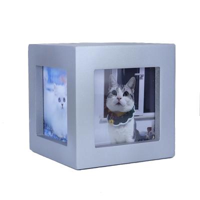 China Sustainable Hot Sale Painted Wooden Pet Cremation Urn Cat Dog Memorial Urn For Ashes for sale