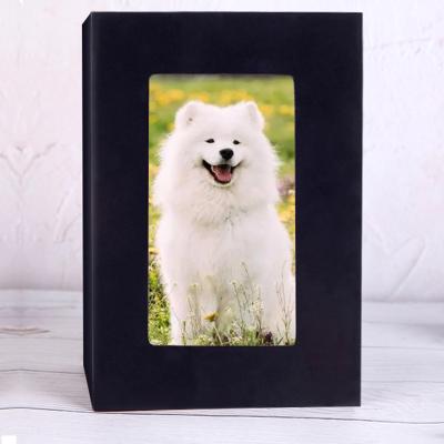 China Factory Price Viable Biodegradable Pet Urn Pet Cremations Cremation Urn With Wooden Photo Frame Urns For Pet for sale