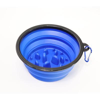 China Slow Food Non-automatic Pet Bowl Portable Folding Silicone Bowl Clog Proof Durable, Fall Proof Environmental Friendly Material for sale