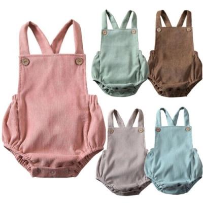 China Newest 5 Colors Kids Cotton Newborn Unisex Velvet Baby Cotton Solid Sleeveless Jumpsuit Outfits Overalls for sale