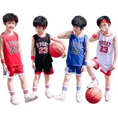 China Breathable Student Football Uniform Tracksuit Set Boys Team Basketball Jersey Suits Soccer Kids Baby Sports Tank Tops Clothes Set Uniform Set for sale