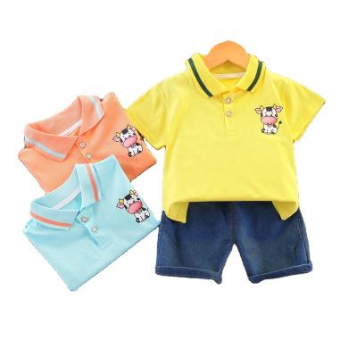 China 2021 Summer Baby Boy Short Sleeve T-shirts Polo Shirt Boys Clothes OEM Children's T-shirt Casual Lapel Short Tee Children New for sale