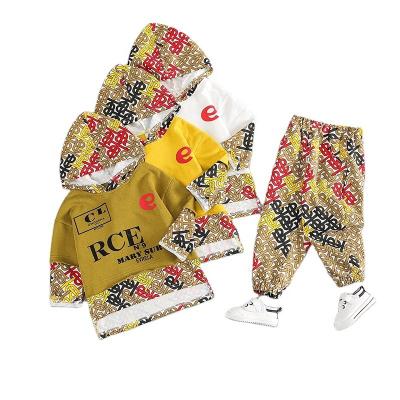 China OEM 100%Cotton casual kids print long sleeve hoodie 2 piece casual sweater set kids girls hoodie set for sale