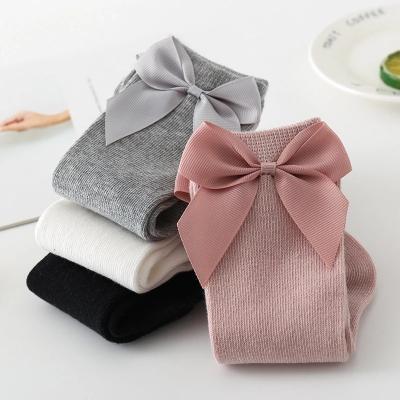 China New Toddler Girl Breathable Big Bow Knee Socks 100% Soft Bow-knot Baby Kids Socks Long Top 0-3 Years Old Newborn Socks for sale