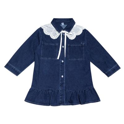 China Breathable Girls Denim Dress 2021 Korean Girl Long Sleeve Dress for sale