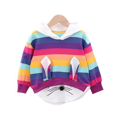 China Cute Rainbow Girls OEM Bunny Skirt Baby Kids Girl Hoodie Long Sleeve Soft Wholesale Hooded Hoodie for sale