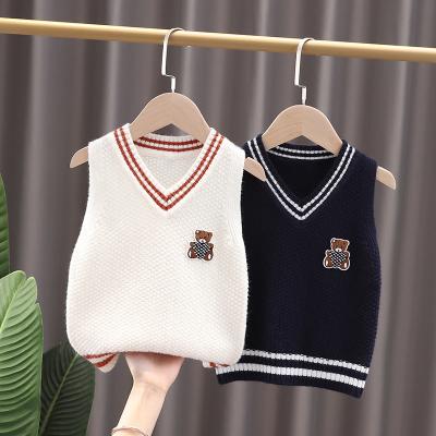 China 2021 Knitted V-Neck V-Neck Solid Color Waistcoat Fashionable Children's Vest Breathable Children's Wear for sale