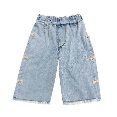 China New Summer Breathable Korean Style Pants Girls Thin Cropped Wide-leg Pants Kids Jeans for sale