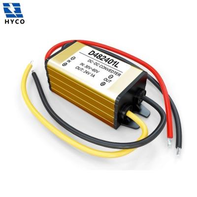 China Waterproof 48V Vehicle to DC 24V (30-60V) to 24V 1A/1.5A/2A Step-Down Converter Buck Car Power Supply Module for sale