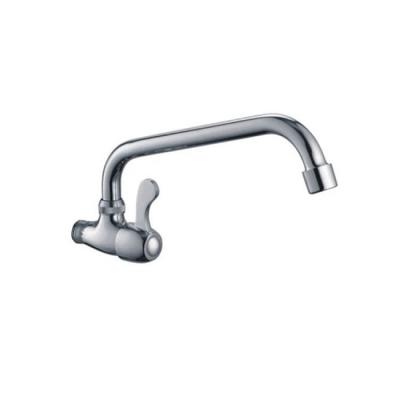 China Modern Copper Faucet Single Cold Tube Kitchen Faucet In-Wall Seven Shaped Sink Faucet for sale