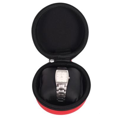 China Shockproof Dustproof Water Registance Red Waterproof PU Leather Watch Case Custom Logo With Red Zipper EVA Travel Watch Packing Box for sale