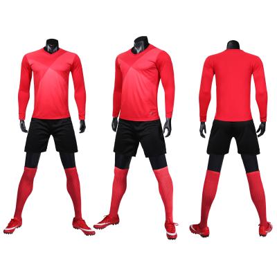 China Thailand Quick Dry Quality Full Sublimation Soccer Jersey Set Long Sleeve Football Shirt Uniform Kits for sale