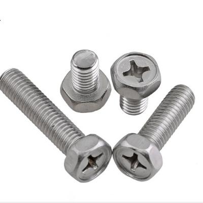 China Stainless Steel Cross M6X60 Recessed Serrated Hex Head Bolt Stainless Steel Screw for sale