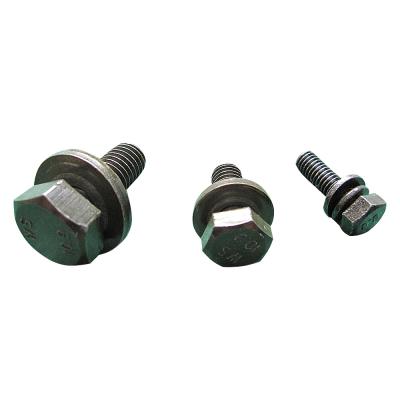 China Green M8X15 Hex High Tensile Steel Grade 10.9 Army Head Bolt With Flat Washer for sale