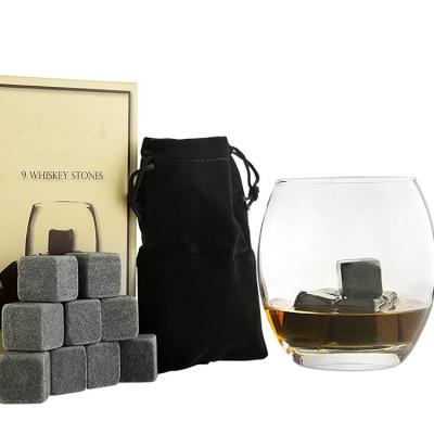 China Viable Amazon Hot Sale Ice Cube Whiskey Stones Set For Whiskey Vodka Stones Reusable Whiskey Stones With Box for sale