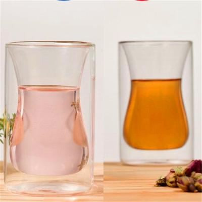 China Sustainable Double Wall Glass Drinking Glasses Thermal Tea Tumbler Cup For Turkish Coffee Pot for sale