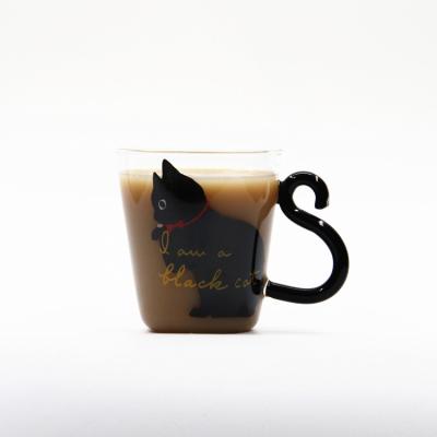 China Viable Handmade Cute Cat Glass Teacup Borosilicate Glass Water Tea And Coffee Cup Cartoon Mug for sale