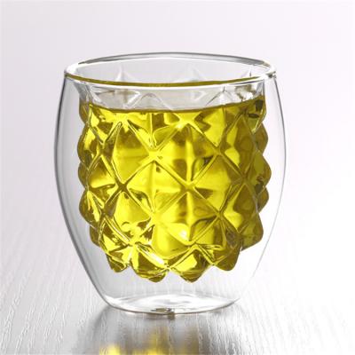 China AIHPO323 Unique Pineapple Fancy Fruit Children Fancy Pyrex Shaped Drinking Thermal Clear Glass Coffee Mugs AIHPO323 Mugs Without Handle for sale