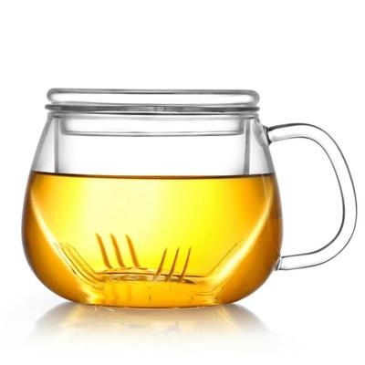 China Viable Wholesale Cheap Pyrex Glass Tea Maker 350ml Portable Glass Tea Cup Set With Infuser for sale