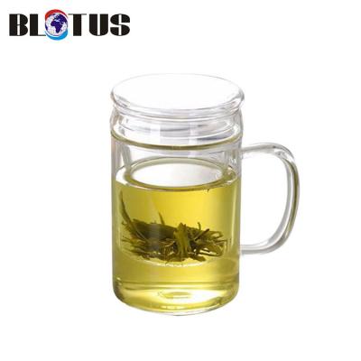 China Thin Sustainable Borosilicate With Lid Glass Tea Cup for sale