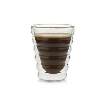 China Wholesale Tableware 150ml High Borosilicate Good Quality Hand Wall Coffee Mug Espresso Glass Double Blown Mug for sale