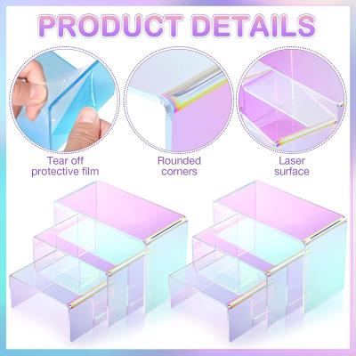 China Rainbow Acrylic Display Shelf Large Medium Small Rectangle Stand for sale