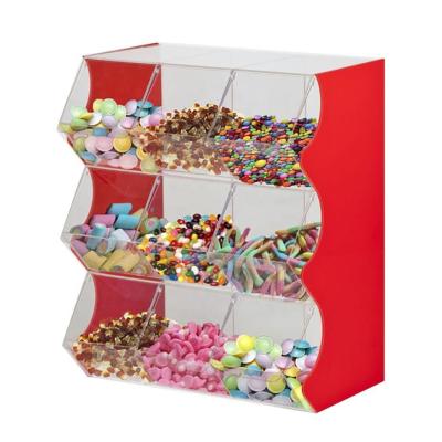 China 3mm Thickness Acrylic Candy Display Bins With Dividers Lucite Cabinet for sale