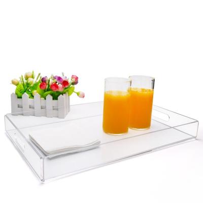 China Oem Accepted Large Clear Acrylic Tray Rectangular For Breakfast for sale